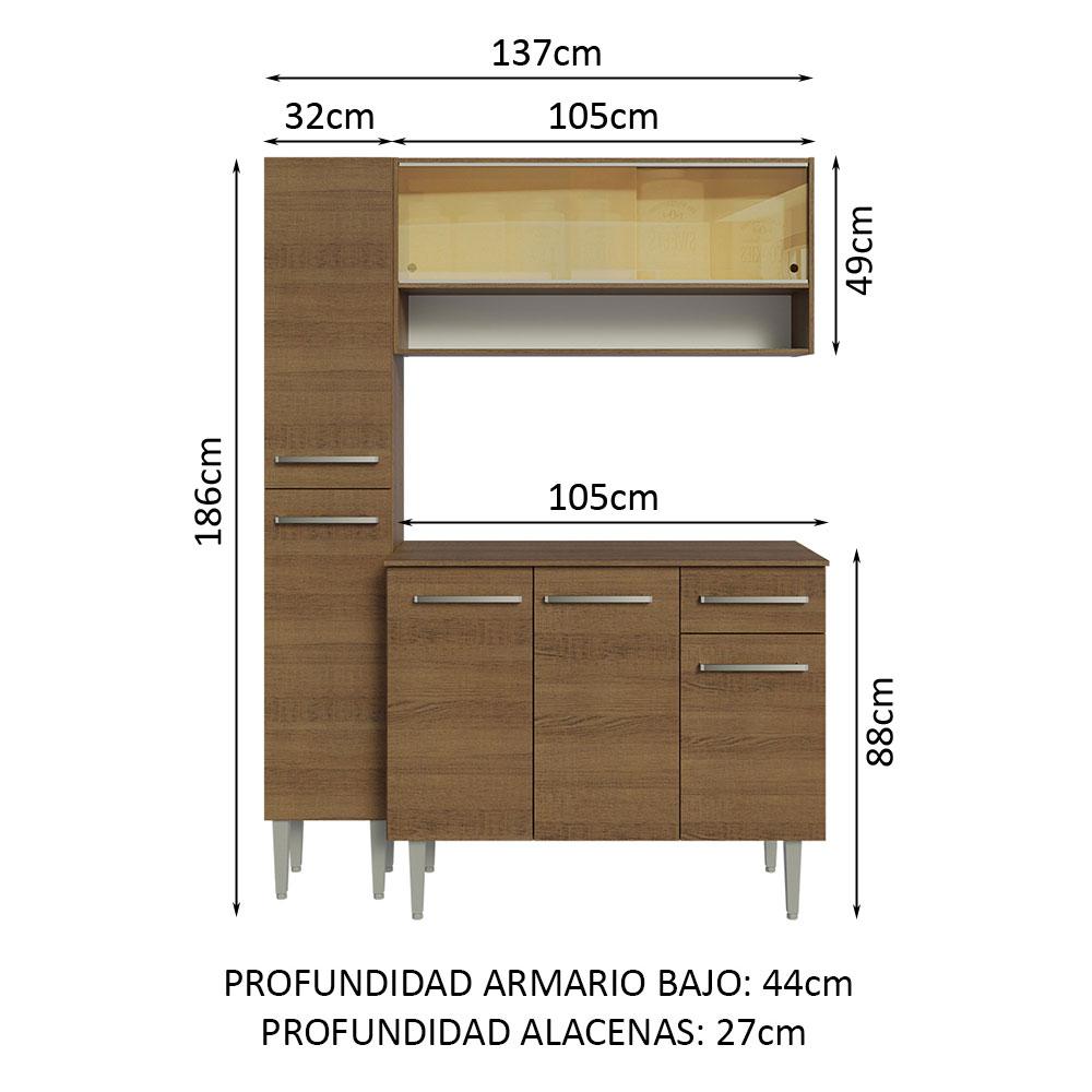 Foto 4 pulgar | Mueble de Cocina Compacta 137 cm Emilly Madesa 09