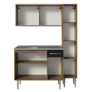 Foto 6 | Mueble de Cocina Compacta Emilly Madesa 137 cm con Mesón de Acero Marrón y Negro 08