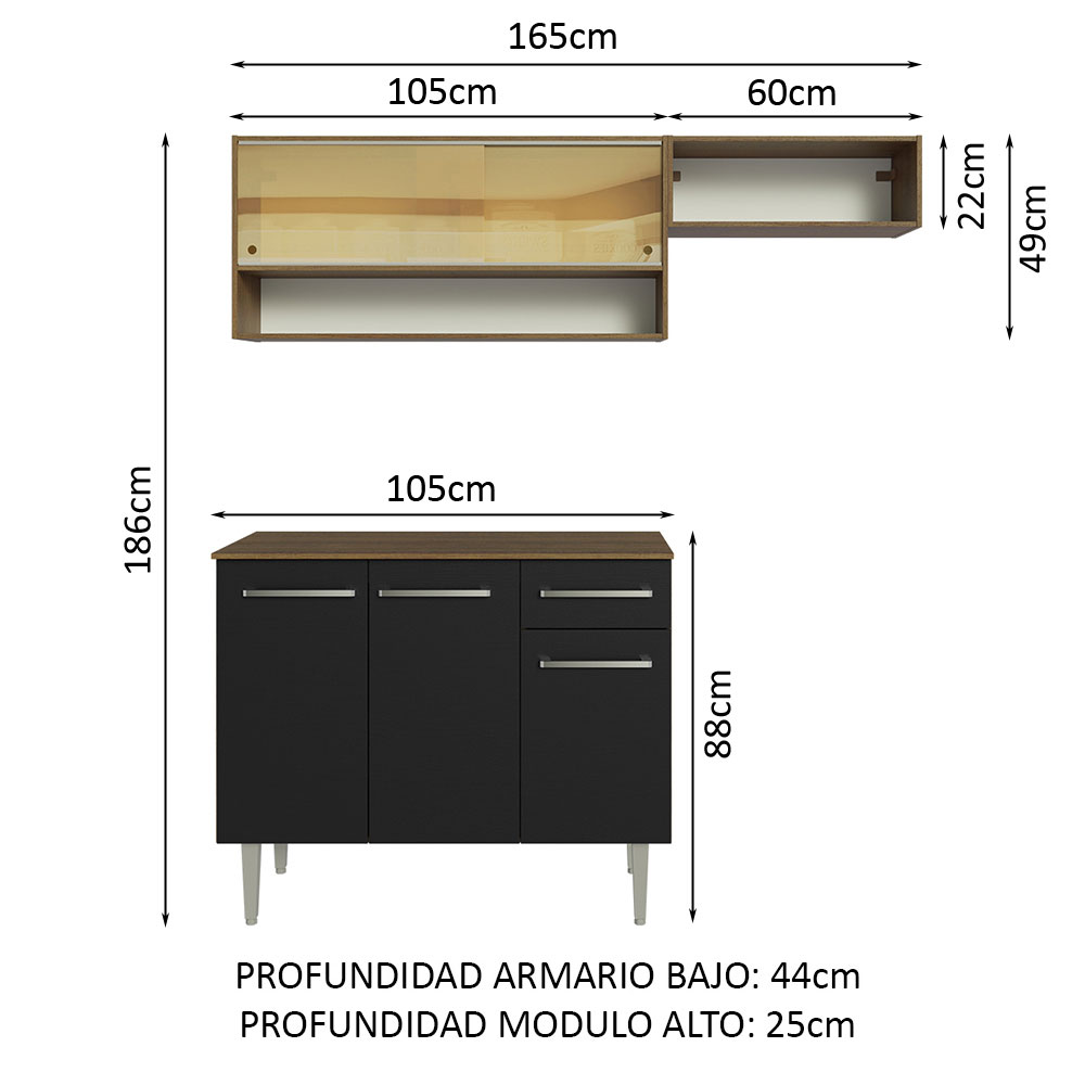 Foto 4 pulgar | Mueble de Cocina Compacta Emilly Madesa 165 cm