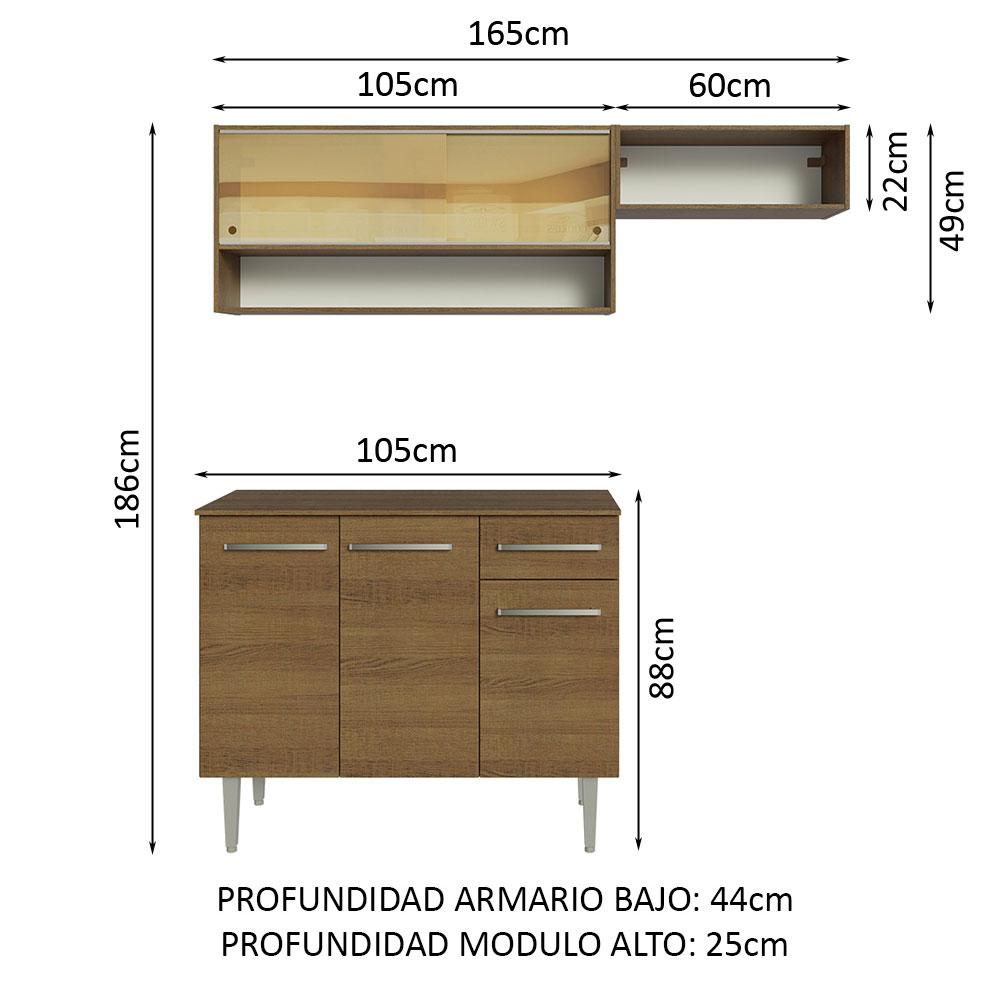 Foto 4 pulgar | Mueble de Cocina Compacta Emilly Madesa 165 cm