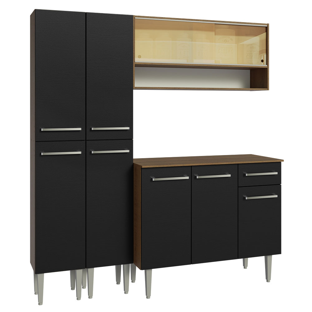 Foto 2 | Mueble de Cocina Compacta Emilly Madesa 169 cm sin Mesón de Acero Marrón y Negro 13