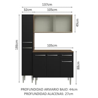 Foto 3 | Cocina Integral Madesa Negro de 137 Cm