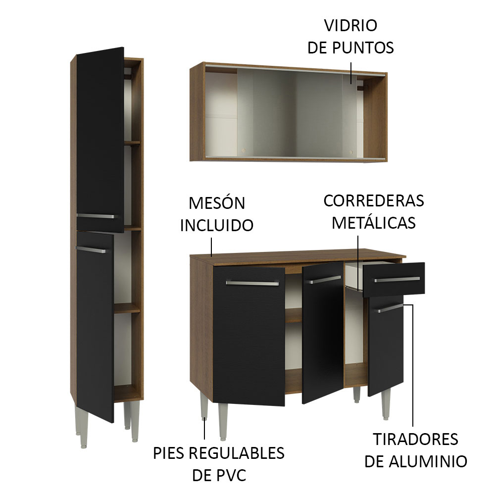 Foto 4 | Cocina Integral Madesa Negro de 137 Cm