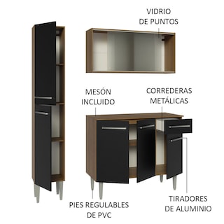 Foto 4 | Cocina Integral Madesa Negro de 137 Cm