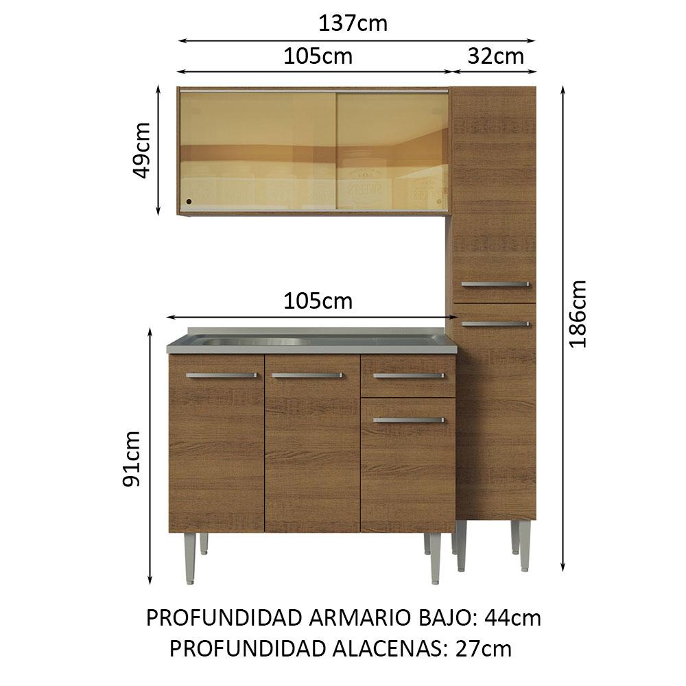 Foto 4 pulgar | Cocina Integral Madesa Marrón de 137 Cm