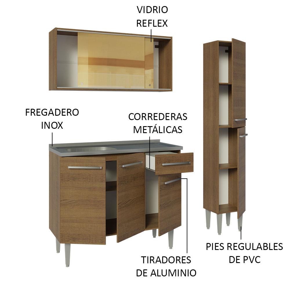Foto 5 pulgar | Cocina Integral Madesa Marrón de 137 Cm