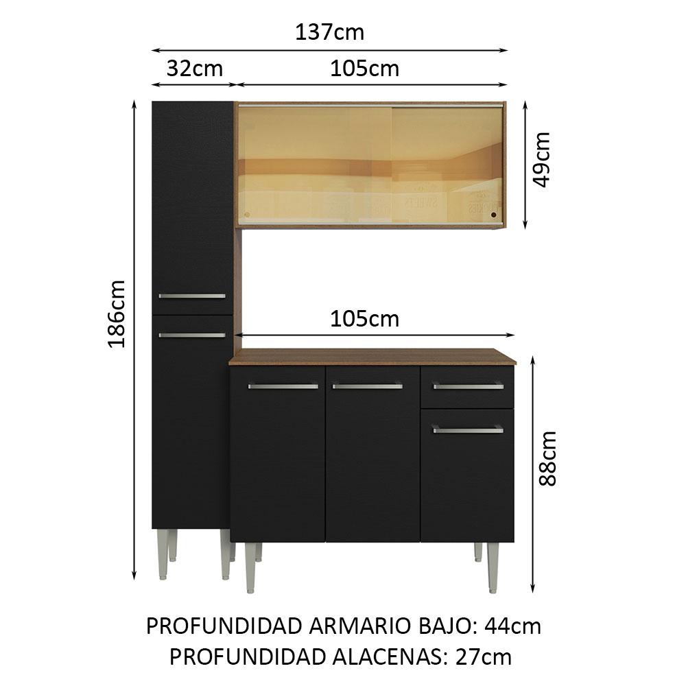 Foto 4 pulgar | Cocina Integral Madesa Negro de 137 Cm