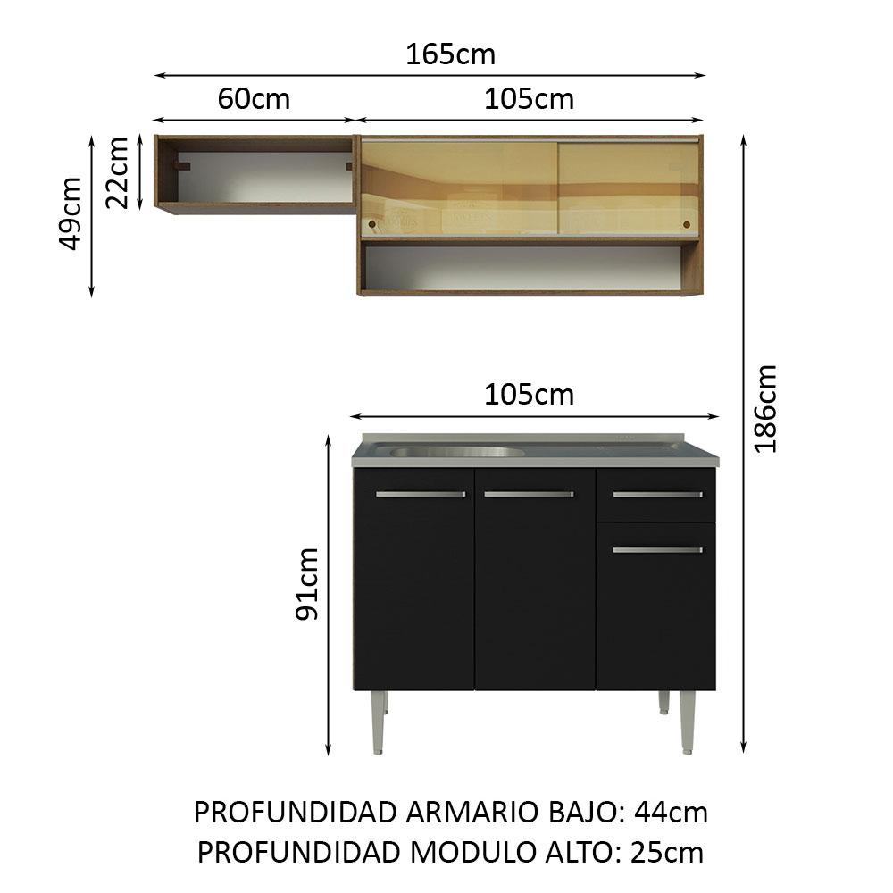 Foto 4 pulgar | Cocina Integral Madesa Negro de 165 Cm