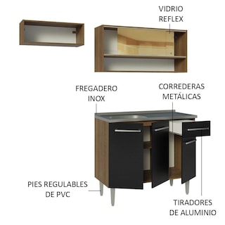 Foto 4 | Cocina Integral Madesa Negro de 165 Cm