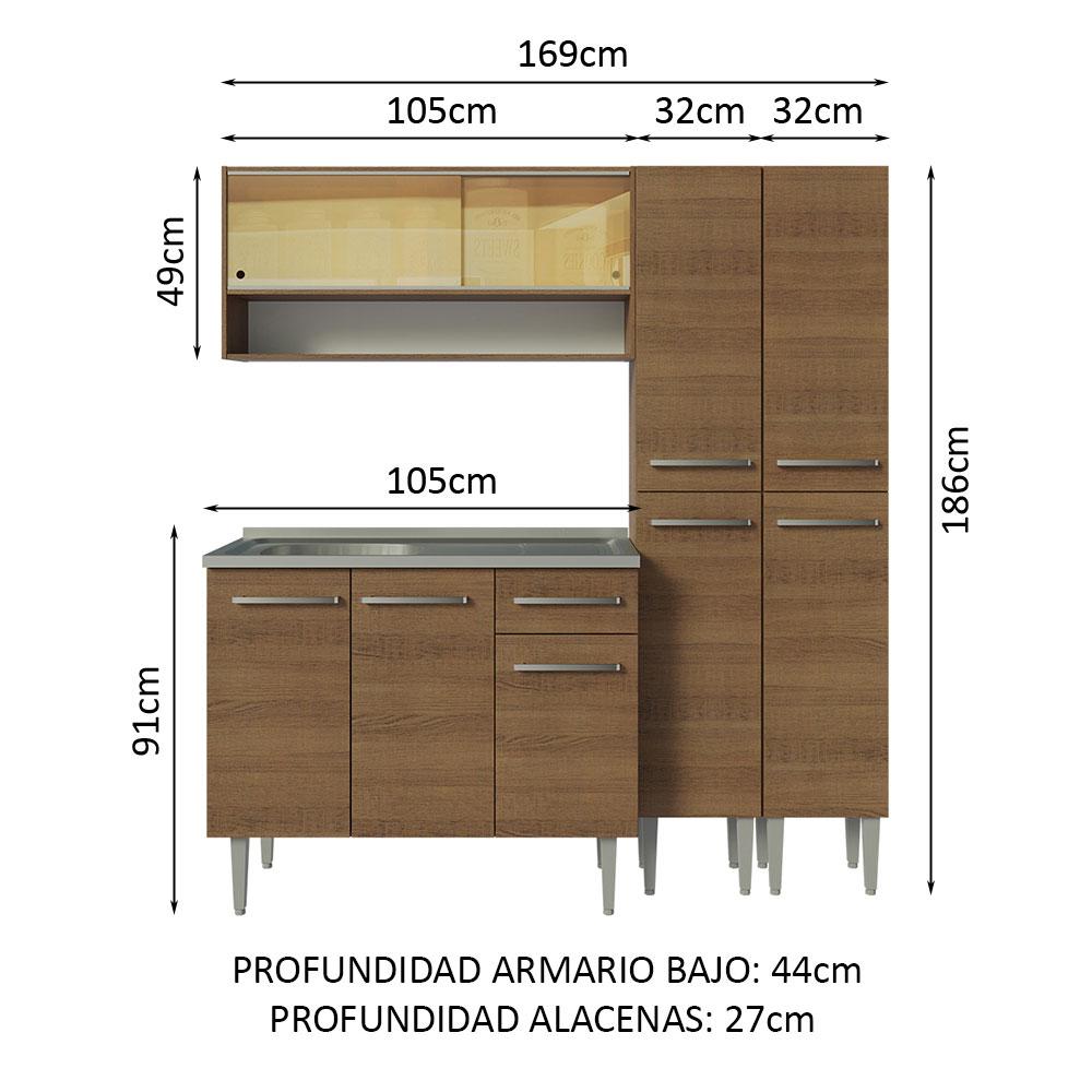 Foto 3 | Cocina Integral Madesa Marrón de 137 Cm