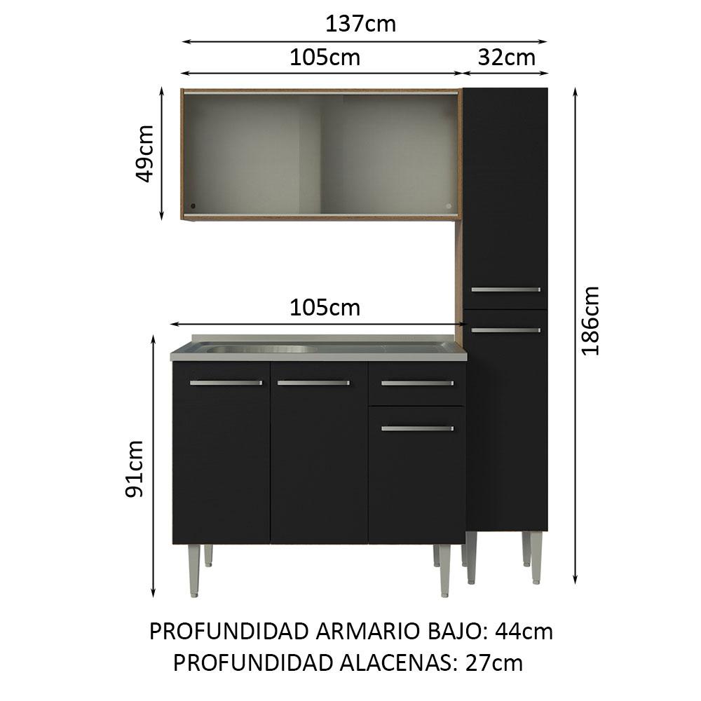 Foto 4 pulgar | Cocina Integral Madesa Negro de 137 Cm