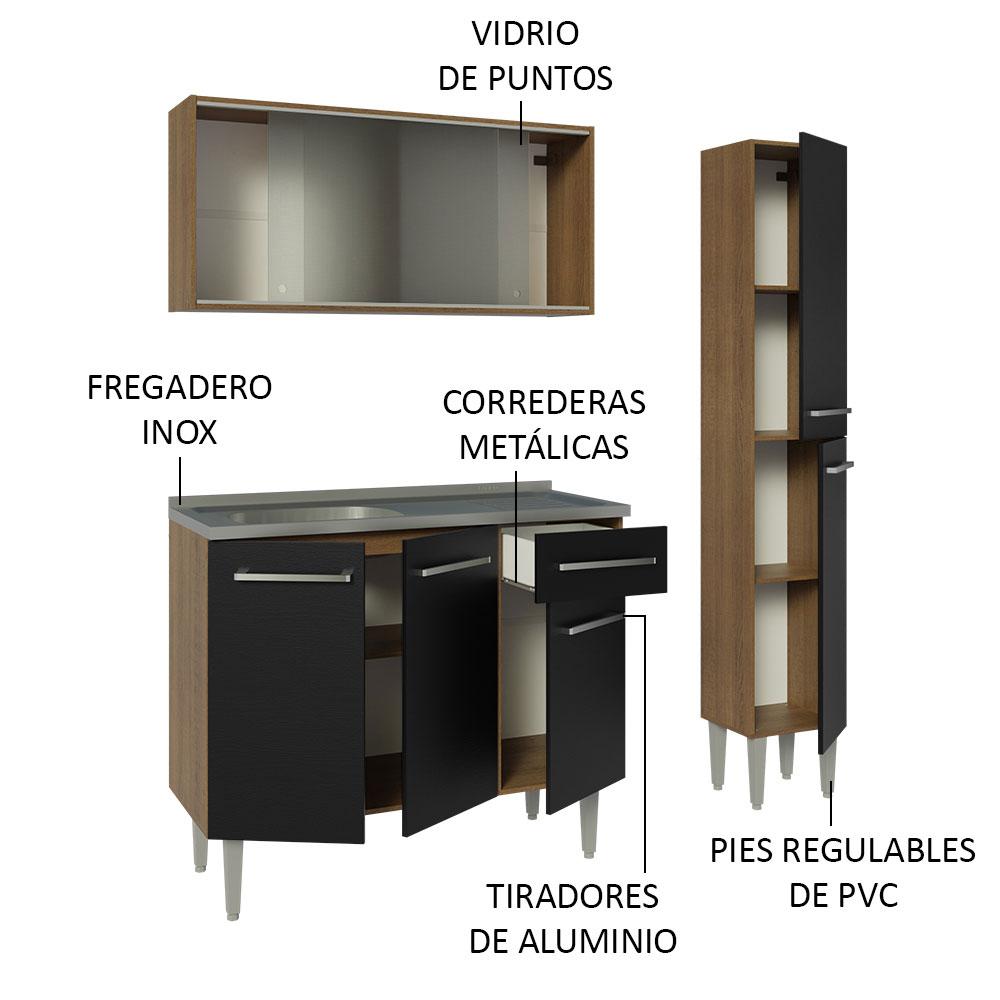 Foto 4 | Cocina Integral Madesa Negro de 137 Cm