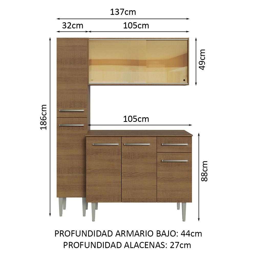 Foto 3 | Cocina Integral Madesa Marrón de 137 Cm