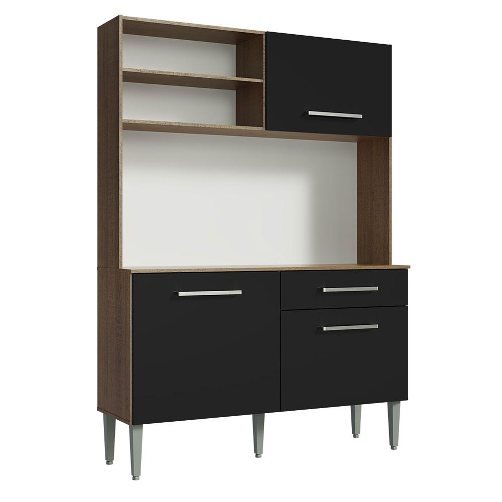 Mueble de Cocina Madesa Compacto 120 cm Marrón y Negro Life