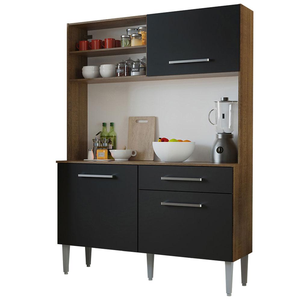 Foto 3 | Mueble de Cocina Madesa Compacto 120 cm Marrón y Negro Life