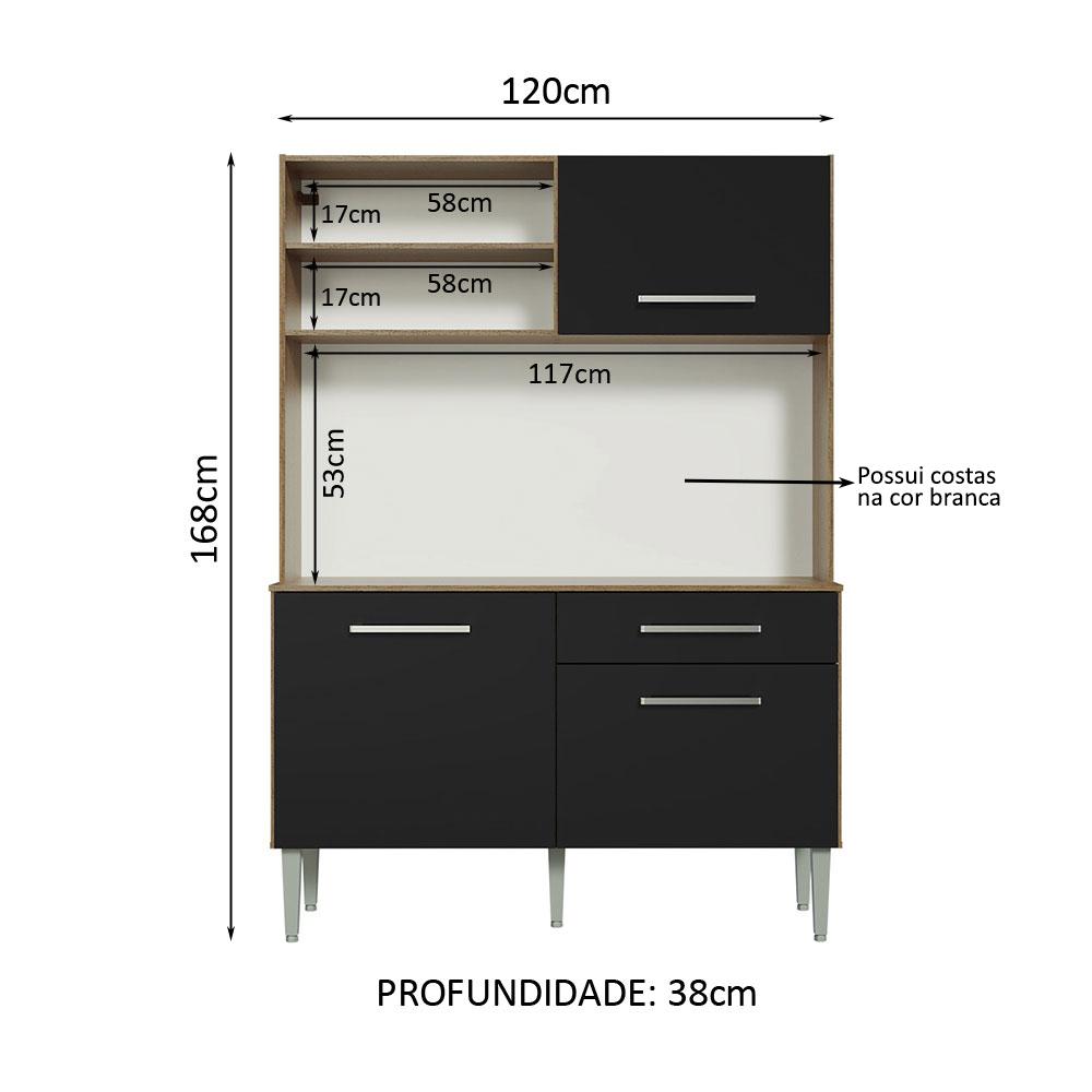 Foto 5 pulgar | Mueble de Cocina Madesa Compacto 120 cm Marrón y Negro Life