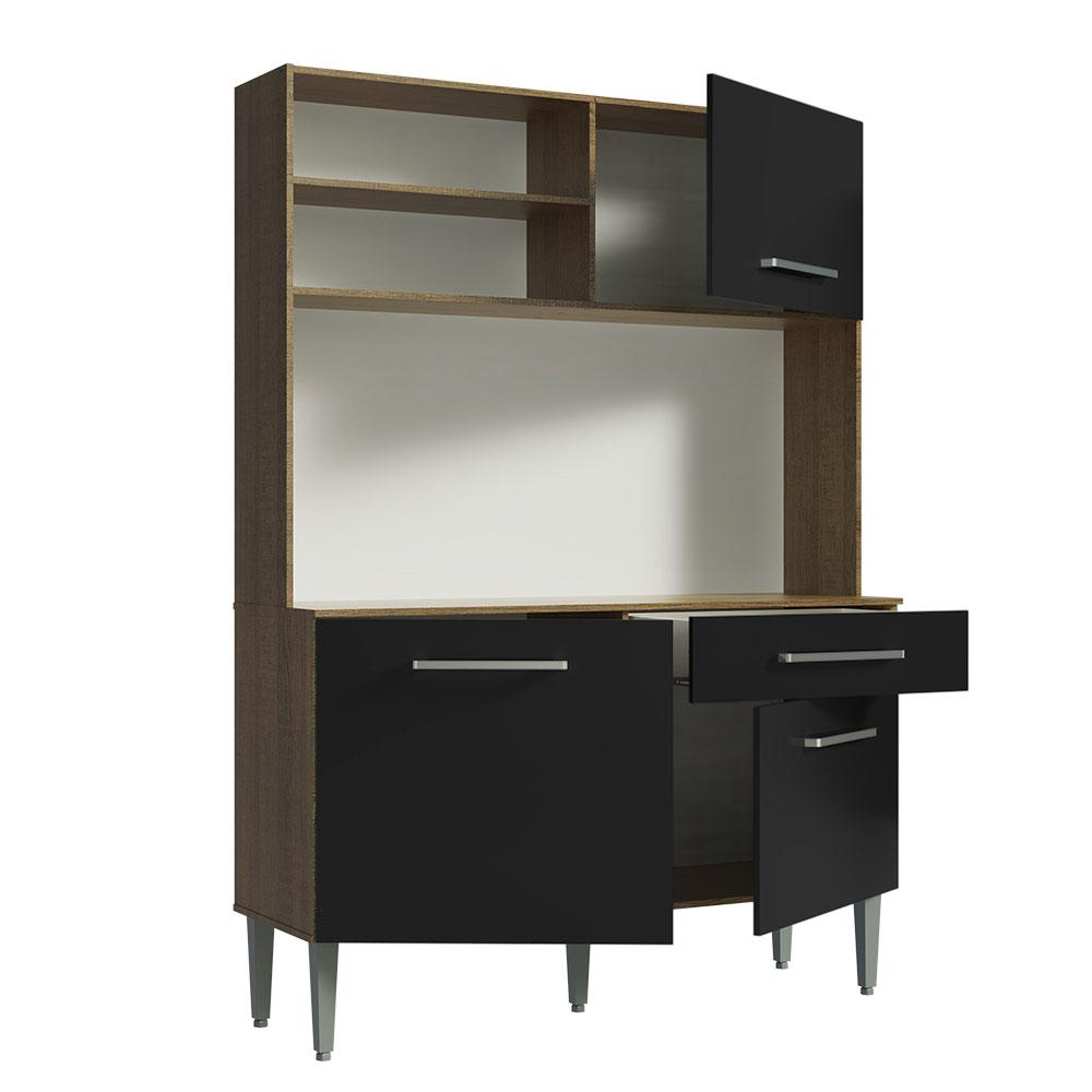 Foto 6 pulgar | Mueble de Cocina Madesa Compacto 120 cm Marrón y Negro Life