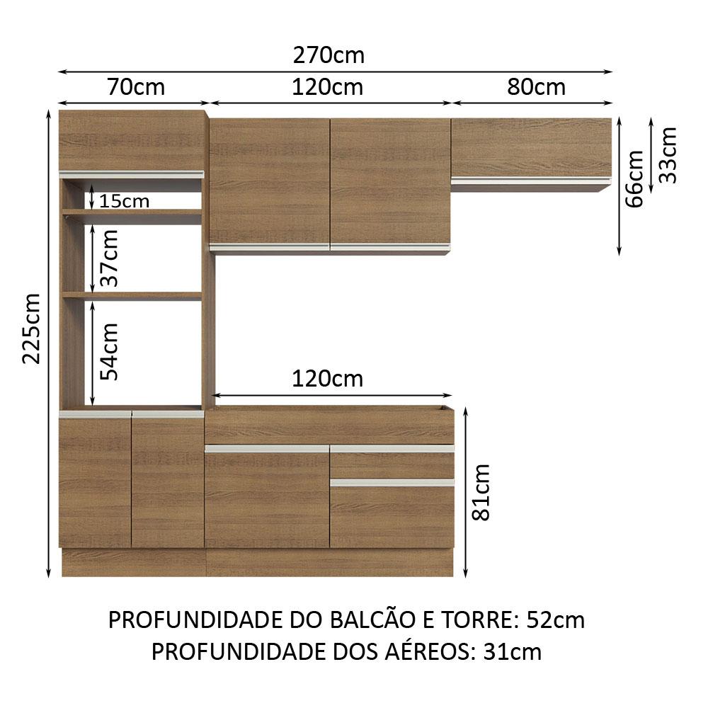 Foto 4 pulgar | Cocina Integral 270 cm Glamy Madesa 15 Marrón