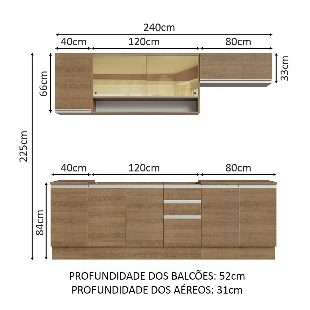 Foto 4 pulgar | Cocina Integral Madesa Glamy Marrón 240 Cm