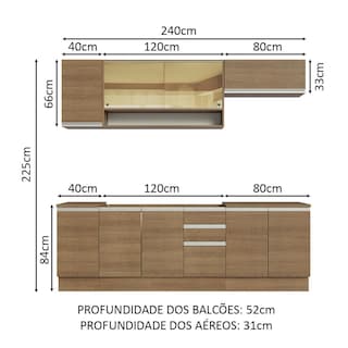 Foto 3 | Cocina Integral Madesa Glamy Marrón 240 Cm