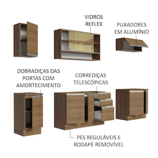 Foto 4 | Cocina Integral Madesa Glamy Marrón 240 Cm