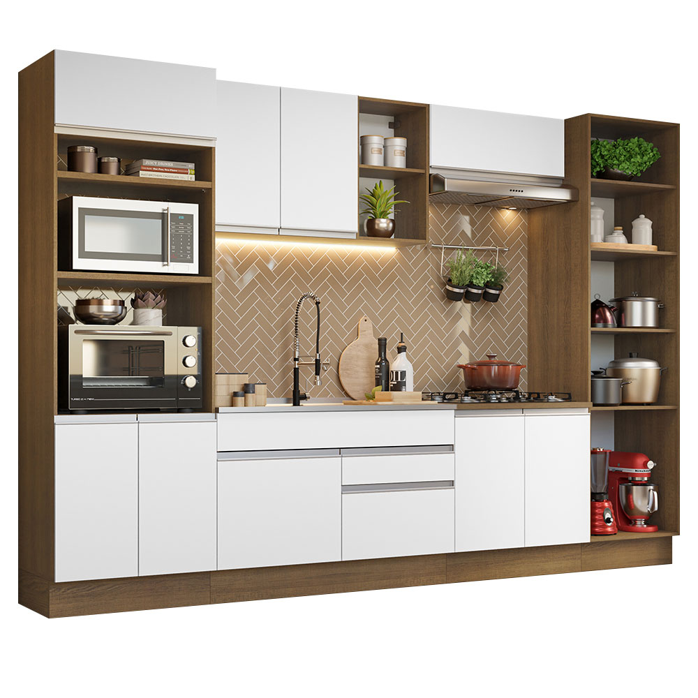 Cocina Integral 330cm Marrón/blanco Glamy Madesa 03