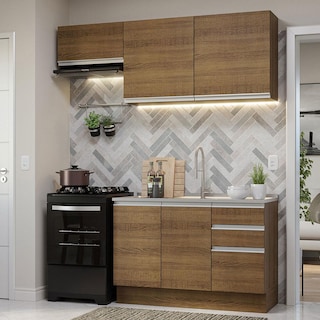 Foto 2 | Cocina Integral Madesa Glamy Marrón 180cm con Tiradores de Aluminio y Guías Telescópicas