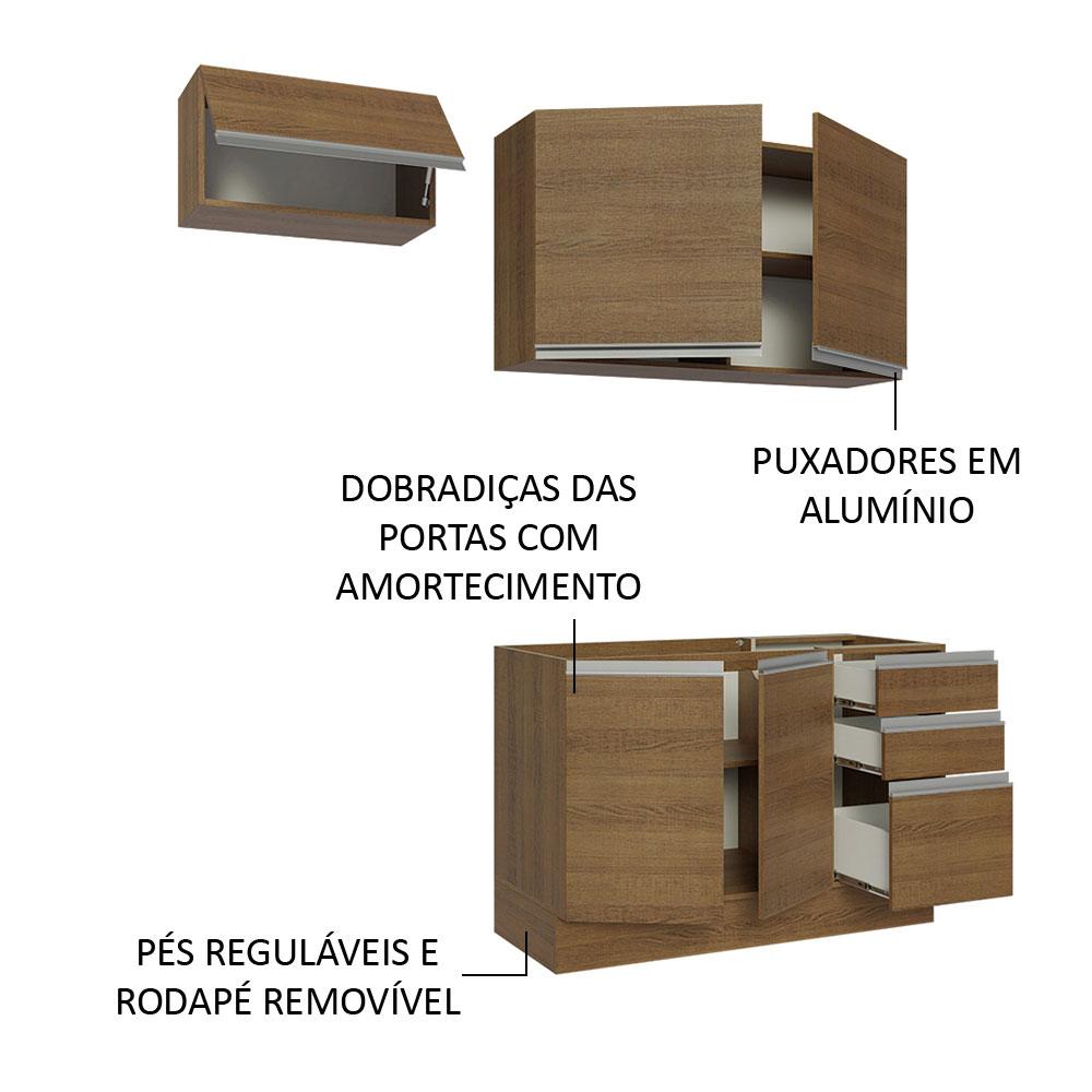 Foto 4 | Cocina Integral Madesa Glamy Marrón 180cm con Tiradores de Aluminio y Guías Telescópicas