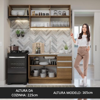Foto 5 | Cocina Integral Madesa Glamy Marrón 180cm con Tiradores de Aluminio y Guías Telescópicas