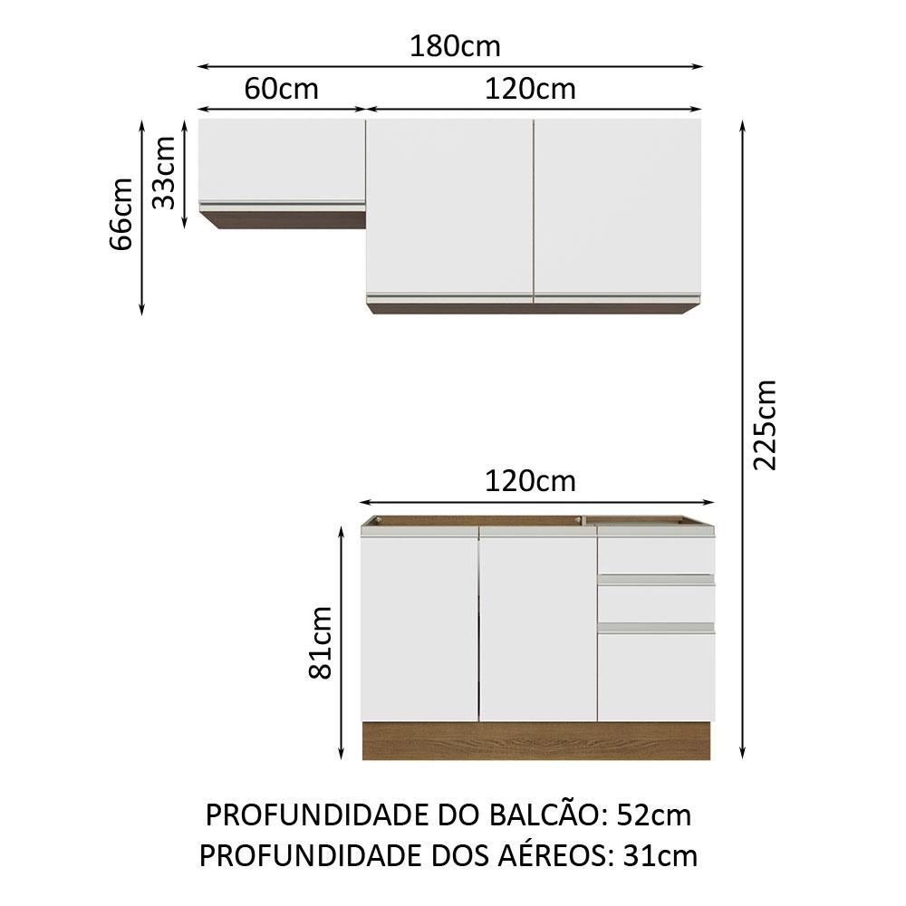 Foto 4 pulgar | Cocina Integral Madesa Glamy Blanca 180 Cm