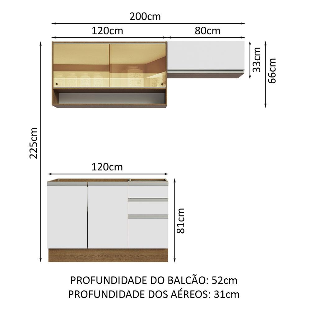 Foto 4 pulgar | Cocina Integral Madesa Glamy Blanca 200 Cm