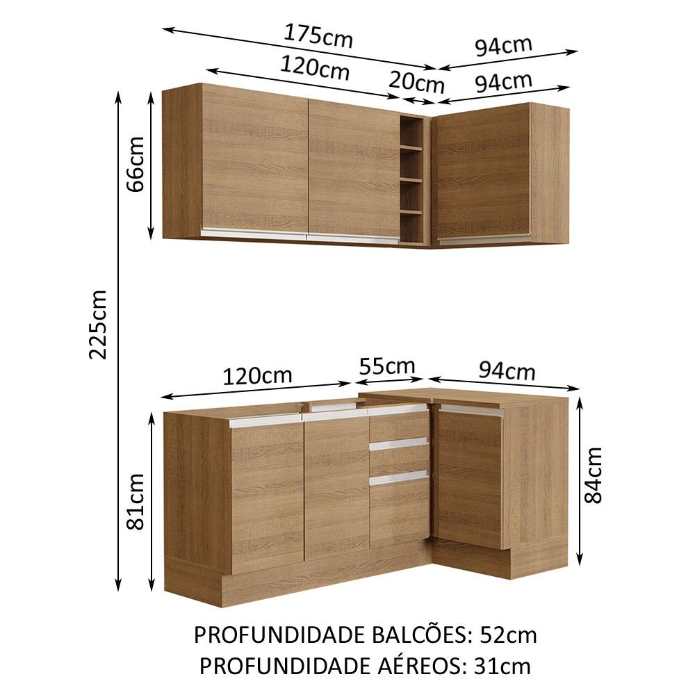 Cocina Integral Esquinera 269 Cm Madesa Glamy 01 Marrón 