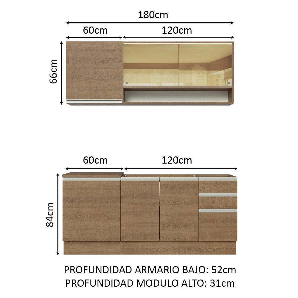 Foto 4 pulgar | Cocina Integral Madesa Glamy Marrón 180 Cm