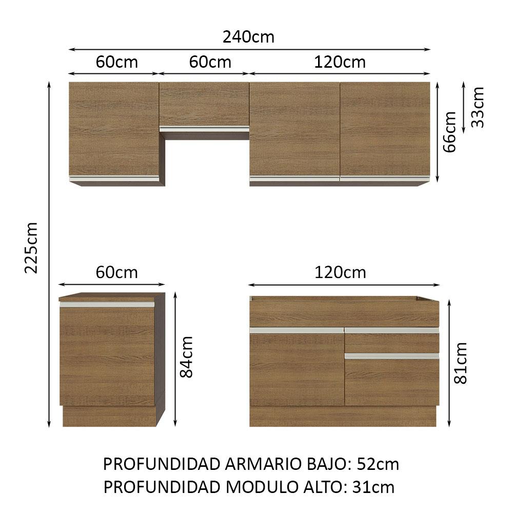 Foto 4 pulgar | Cocina Integral Madesa Glamy Marrón 240 cm