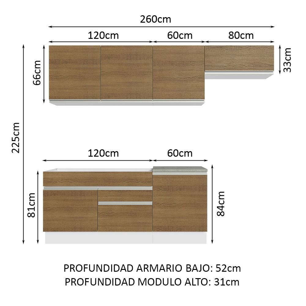 Foto 4 pulgar | Mueble de Cocina Integral Madesa Glamy 260 cm 03