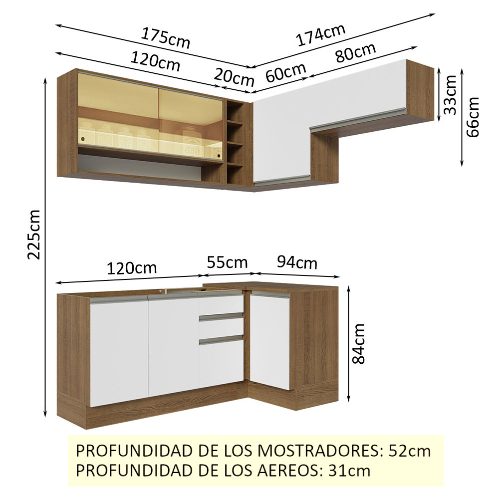 Foto 4 pulgar | Cocina Integral Madesa Glamy Blanco 349 cm