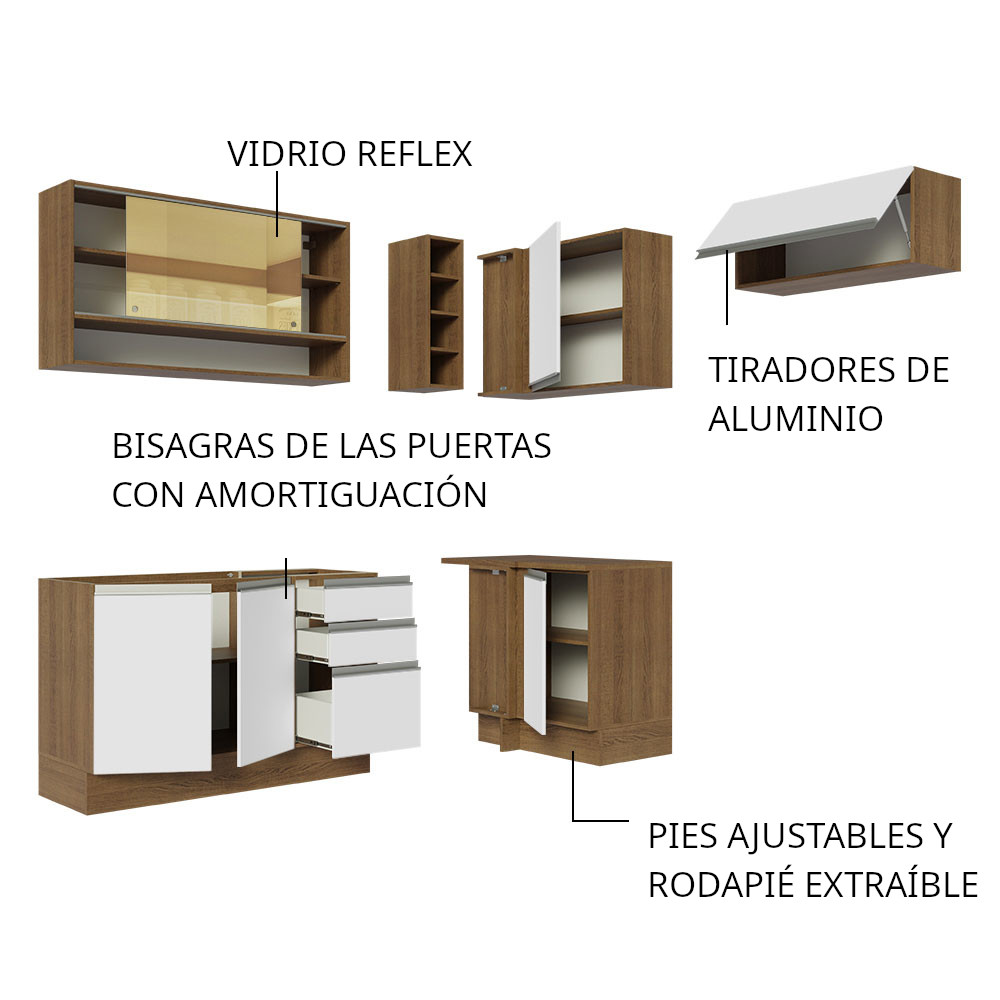 Foto 6 pulgar | Cocina Integral Madesa Glamy Blanco 349 cm