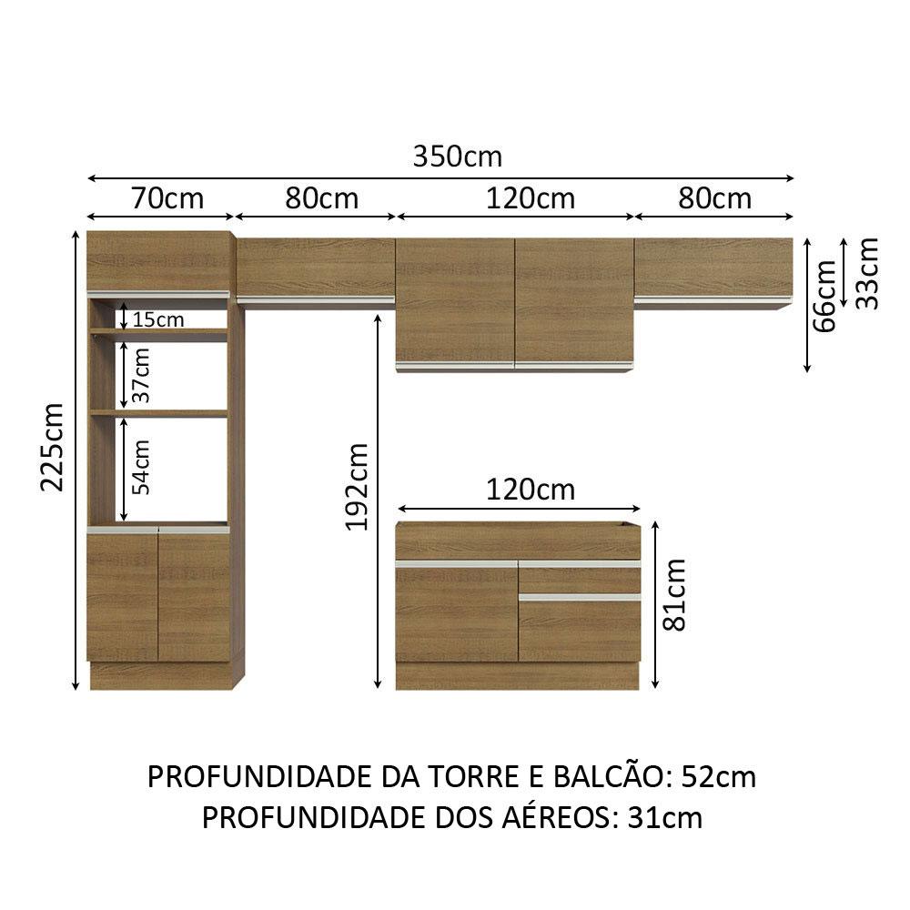 Foto 4 pulgar | Cocina Integral Madesa Glamy Marrón 350 Cm