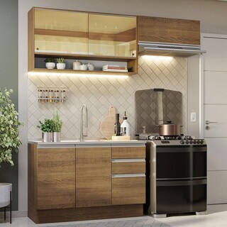 Foto 2 | Cocina Integral Madesa Glamy Marrón 200 cm