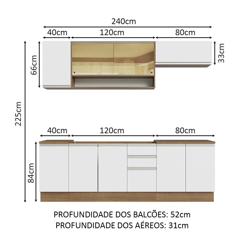 Foto 4 pulgar | Cocina Integral Madesa Glamy Blanco 240 Cm