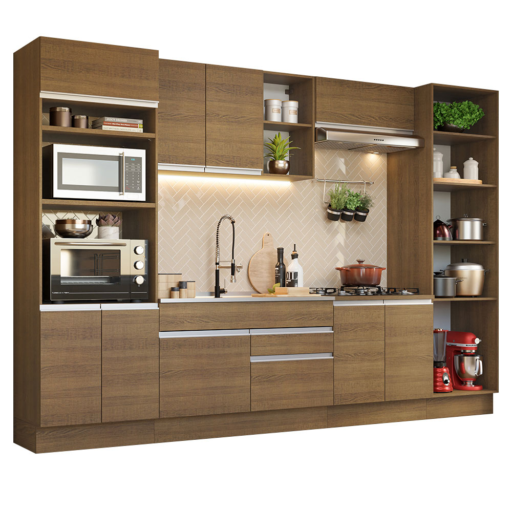 Cocina Integral Madesa Glamy Marrón 330 Cm