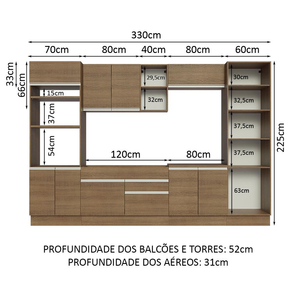 Foto 4 pulgar | Cocina Integral Madesa Glamy Marrón 330 Cm