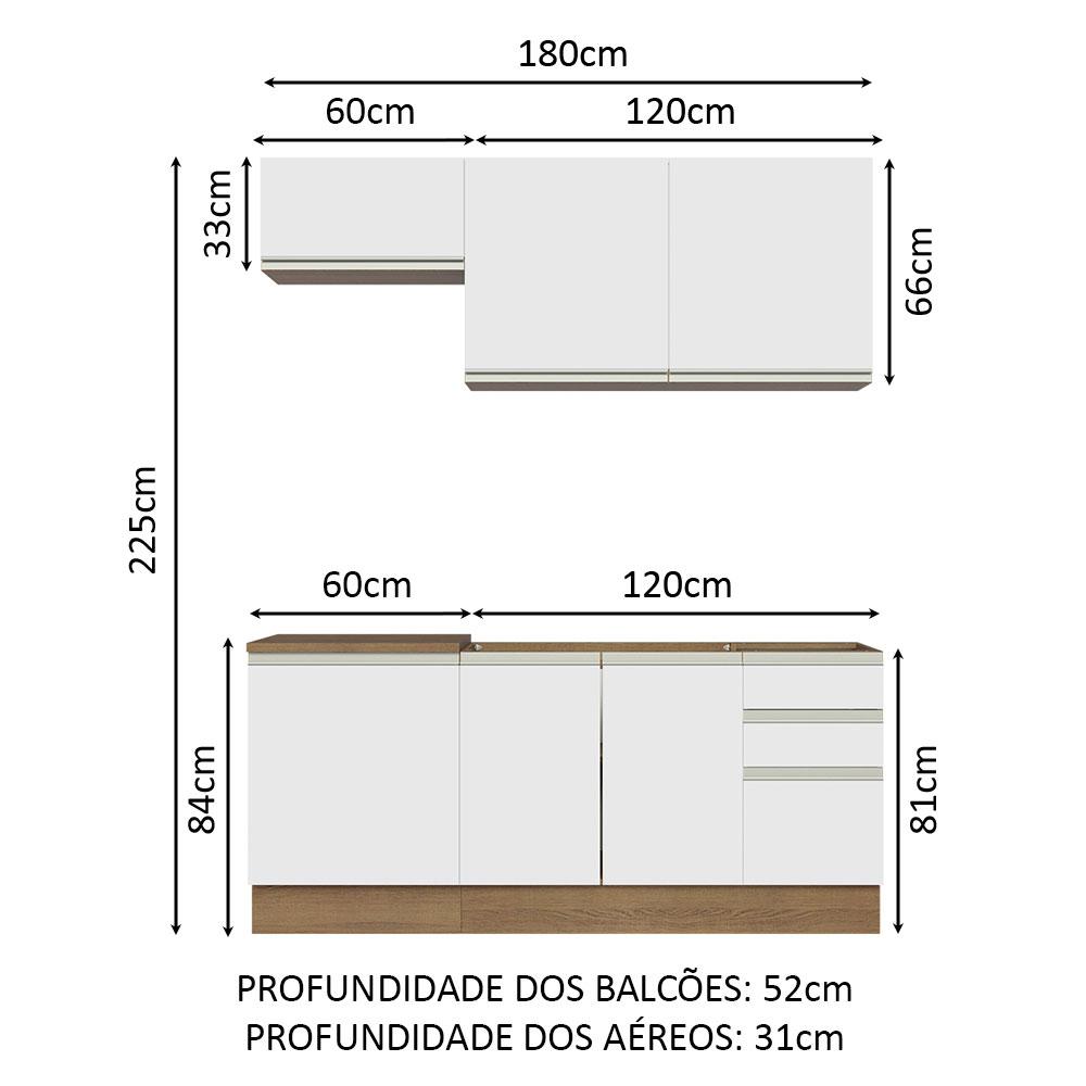 Foto 4 pulgar | Cocina Integral Madesa Glamy Blanco 180 Cm