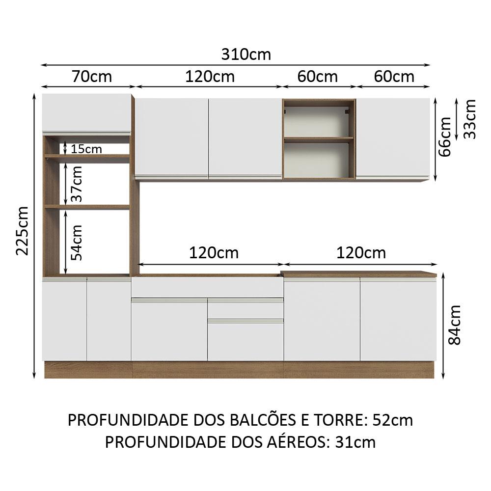 Foto 4 pulgar | Cocina Integral Madesa Glamy Blanca de 310 Cm