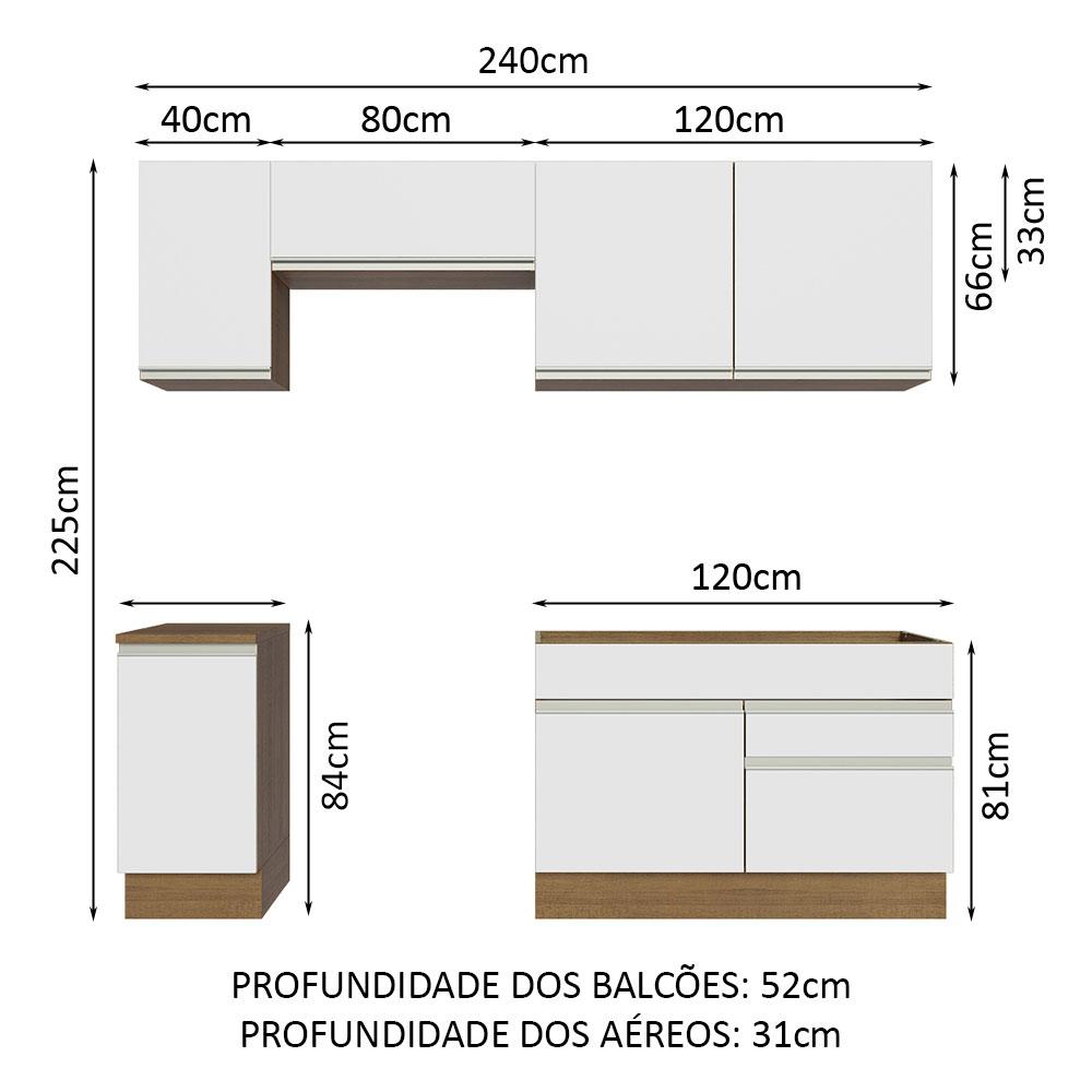 Foto 4 pulgar | Cocina Integral Madesa Glamy Blanca 240 Cm