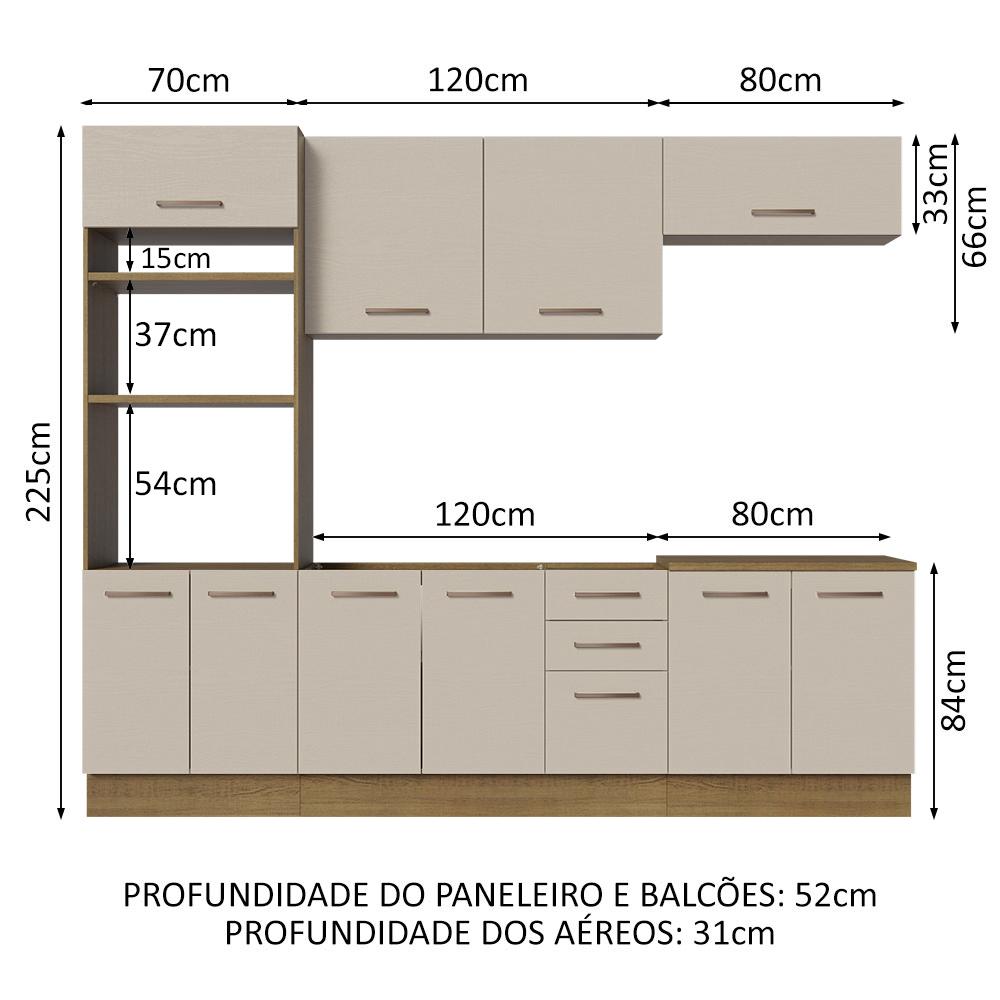 Foto 4 pulgar | Cocina Integral Madesa Agata Beige 270 Cm