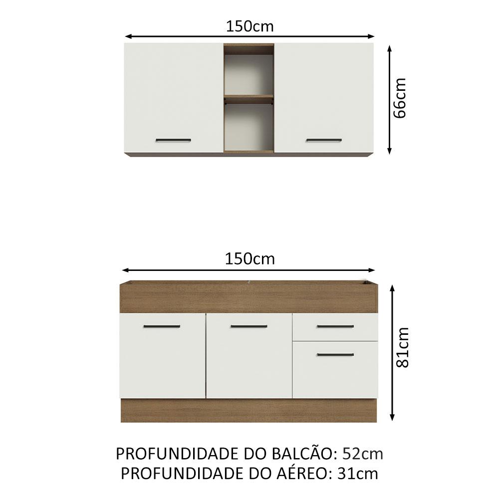 Foto 4 pulgar | Cocina Integral Madesa Ágata Blanca de 150 Cm