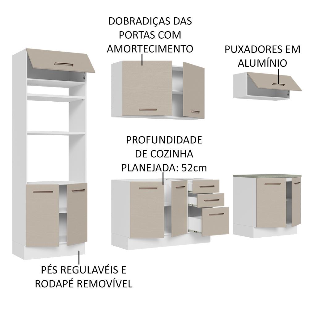 Foto 5 pulgar | Cocina Integral Madesa Agata Beige 270 Cm