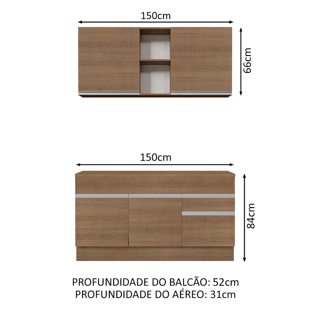 Foto 3 | Cocina Integral Madesa Glamy Marrón de 150 Cm