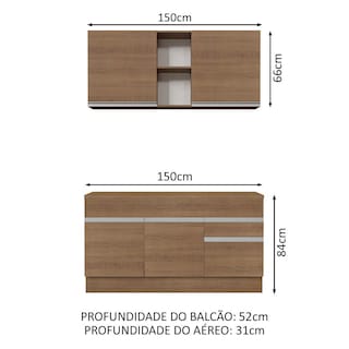 Foto 3 | Cocina Integral Madesa Glamy Marrón de 150 Cm